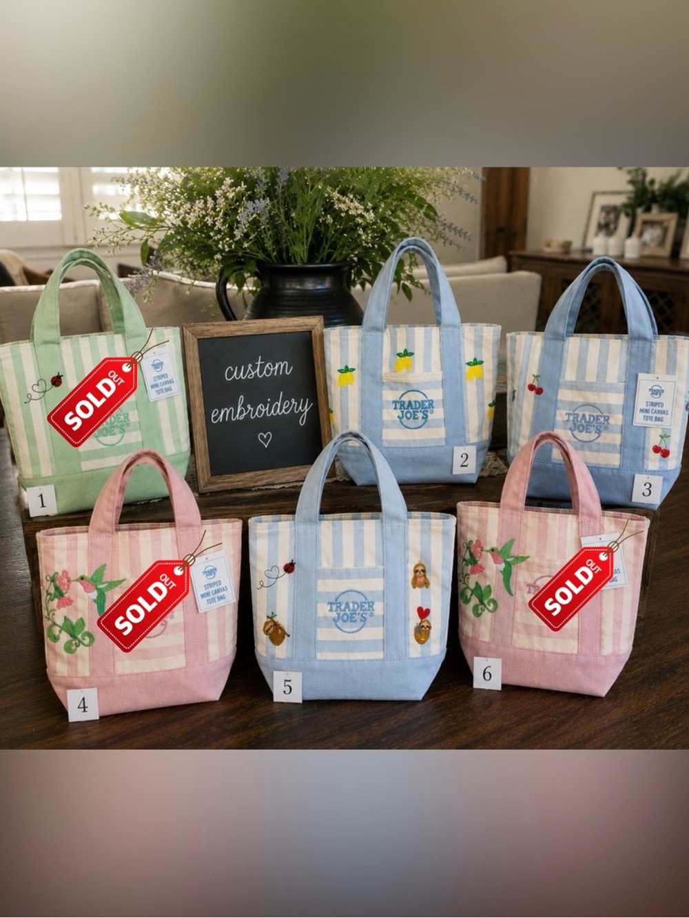🩷💙💚Trader Joe’s embroidery tote ! NWT